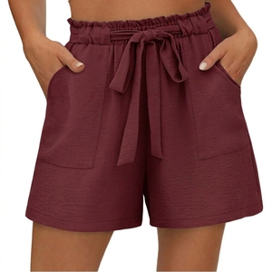 Shorts décontractés taille haute pour femmes avec ceinture élastique, poches latérales et design à nouer sur le devant – Confortables pour l'été, idéaux pour les commandes en gros - Product Image 6