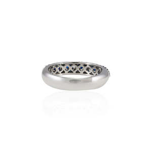 18K Solid Gold Oval Blue Sapphire Eternity Band Wedding Ring - Product Image 3