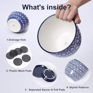 Macetas de Barro EOB de 5.6 Pulgadas, Diseño Bohemio, Macetas para Flores de Interior con Orificio de Drenaje y Plato, Juego de Decoración para el Hogar - Product Image 1