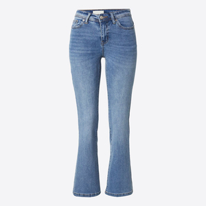 High Waist Flare Leg Denim <b>Jeans</b> Stonewashed <b>Light</b> <b>Blue</b> Full Length Casual <b>Women's</b> Pants 100% Cotton Spring Wear 2026 - Product Image 4