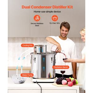 Kit di Fermentazione Domestica in Acciaio Inox da 50 L (13,2 Galloni) con Serpentina in Rame per Distillazione e Raffinazione di Alcol e Acqua - Product Image 2