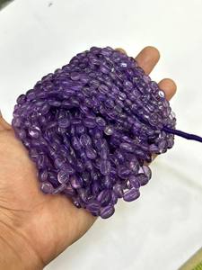 Cuentas de amatista natural de alta calidad, forma ovalada lisa, cuentas de color púrpura amatista transparente para la fabricación de joyería, cuentas de 16 pulgadas. - Product Image 2