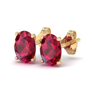 REYES Factory Outlet Price 14K <b>Gold</b> Oval Cut 2.42 Ruby Gemstone <b>Screw</b> <b>Back</b> Stud <b>Earrings</b> For Women Hip Hop Style Jewelry - Product Image 3