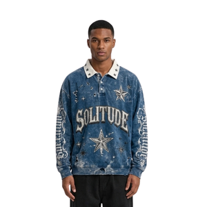 Sweat-shirt à col boutonné marron terre, en molleton de coton épais, confortable et durable, style vintage streetwear, en promotion - Product Image 3