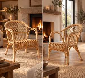 Sillón de Estilo Boho Natural con Diseño de Mimbre, Elegante Sillón de Interior y Exterior, Muebles de Mimbre Tejido para Decoración de Sala de Estar - Product Image 3