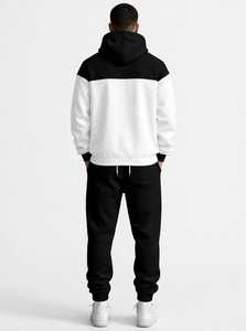 ONETEN APPAREL Conjunto Deportivo Informal de Otoño para Hombre, Sudadera con Capucha 2 en 1 Transpirable de Algodón Blanco y Negro, Pantalones Deportivos - Product Image 6