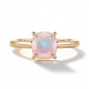 Bague de mode en or massif 10K avec opale facettée pour femme, bijoux fins, fabricant OEM personnalisé - Product Image 2