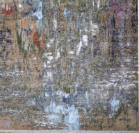 Tapis exclusif, nouveau, moderne et élégant, tissé à la main en laine/soie de bambou, style persan, à poils coupés, extra épais, lavable, avec envers en coton beige