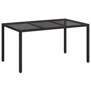 Mesa de comedor de jardín de ratán sintético de 59.1 x 35.4 x 29.5 pulgadas, muebles de patio negros - Product Image 2