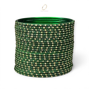 Vente en gros de bijoux de mode : Ensemble de bracelets anti-ternissement en acier inoxydable vert, finition plaquée or, style indien tendance, pour femmes, idéal pour les soirées. - Product Image 4