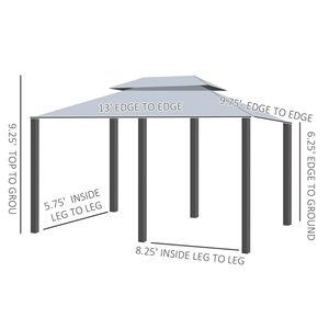 Gazebo Pergola a 2 Livelli in Acciaio 3x4m Grigio Salvia per Esterni con Tende e Pali in Metallo - Product Image 3