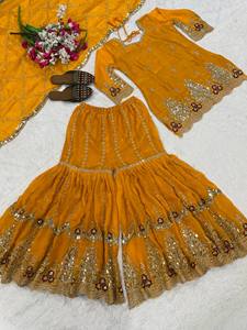 Nuevo Diseño de Sharara Dupatta con Bordado de Lentejuelas de 5mm, Reversible, Elástico, de Secado Rápido, Sin Arrugas, para Fiestas Tradicionales - Product Image 5