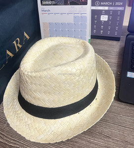 Sombrero de Paja Natural Hecho a Mano para Hombre y Mujer, para Verano, Playa, Viajes, Moda, Sombrero Panamá con Cinta y Cuerda Ajustables - Product Image 2