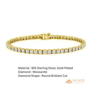 Pulsera de tenis de moissanita con corte brillante chapada en oro de 18 quilates para mujer, estilo hiphop, lujo de Beverly Hills, para compromiso, aniversario o fiesta - Product Image 6