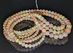 Natural Ethiopian Yellow Welo <b>Opal</b> Round Beads Smooth 3.5-6mm <b>Necklace</b> Strand Wholesale Gemstone Beads Supplier for Jewelry - Product Image 2