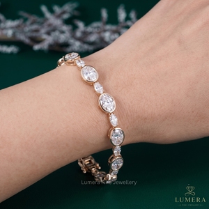 สร้อยข้อมือเพชร18K สีเหลืองทองสำหรับปลูกในห้องปฏิบัติการชุดเครื่องประดับรูปวงรีสร้อยข้อมือเพชร - Product Image 4