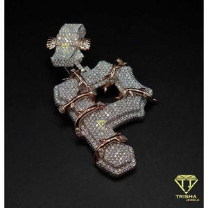 Collar con Colgante de Letra 'P' Personalizado, Plata de Ley 925, Diamante Cultivado en Laboratorio, Certificado GIA, Bañado en Rodio, Estilo Hiphop para Hombre y Mujer - Product Image 2