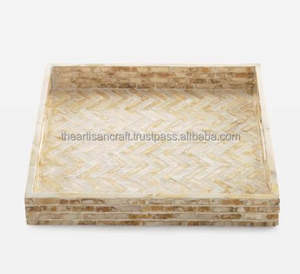 Elegante Bandeja Cuadrada de Nácar Hecha a Mano, Duradera, Moderna y Decorativa para Servir, Decoración del Hogar y Regalos por ARTISAN CRAFT - Product Image 3