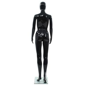 Manichino Femminile Nero Lucido con Base in Vetro, Espositore a Corpo Intero 68,9 Pollici - Product Image 4