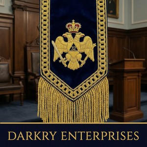 Custom Bullion Wire Embroidery Masonic V Neck <b>Collar</b> Blue Velvet Gold Gilt Thread Regalia Handmade Fringe Tassel Custom Order - Product Image 3