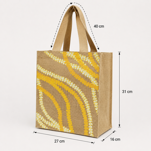 Bolsa de Regalo de Yute Natural Impresa Personalizada, Laminada con PP, 27x31x16 cm, Venta al Por Mayor, OEM, Marca Privada, Reutilizable, para Compras o Playa - Product Image 5