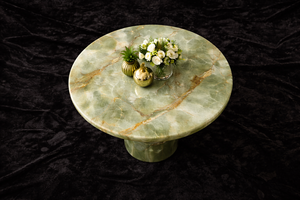 Mesa Redonda de Ónix Verde Pulido de Primera Calidad, Mueble Decorativo con Pedestal de Mármol Hecho a Mano y de Alta Calidad - Product Image 3