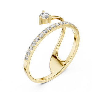 Anillo minimalista de oro amarillo macizo de 14k con diamante de corte redondo y banda de forma abierta para mujer, ideal para compromiso, aniversario o regalo de boda. - Product Image 4