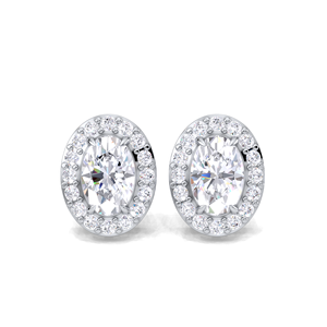 Boucles d'oreilles clous halo en diamant taille brillant 1,25 carat, argent sterling massif 925 plaqué rhodium, certifiées IGI, luxe - Product Image 1