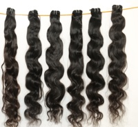 Extensions de cheveux humains indiens Remy naturels 100% vierges, cuticules alignées, double trame, noir, 8-32 pouces, Bodywave