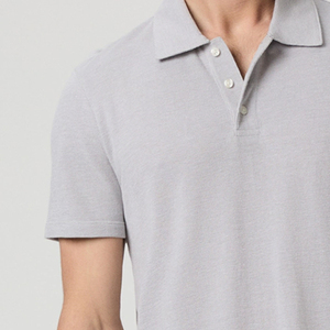 High Quality Stitching Casual Outdoor Wear Men Solid Color Tee Shirt With Short Sleeves / Turn <b>Down</b> Collar OEM Service Designing - Product Image 3