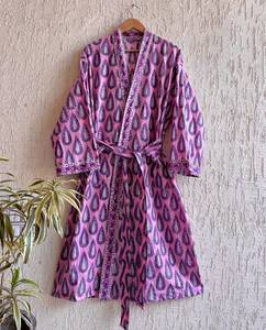 Kimono de Algodón con Estampado Floral, Bata de Verano, Ropa de Dormir, Kimono Corto, Talla Única, Bata Hecha a Mano, Cubrebaño de Playa - Product Image 5