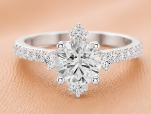 Round Cut Diamond <b>Statement</b> <b>Ring</b> with Baguette Side Stones in Yellow White and Rose Gold Fine Jewelry Design - Product Image 2
