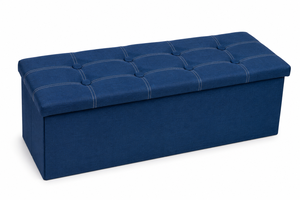 Banc long pliable moderne en tissu de qualité supérieure avec rangement, bleu marine, pour salon, hôtel et appartement - Product Image 1