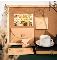 Mini-enveloppes en papier kraft brun avec fermoir en forme de cœur, personnalisables pour cartes cadeaux, cartes professionnelles et cartes de notes