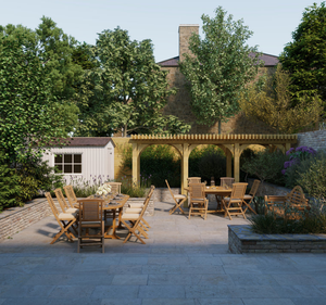 Conjunto de Mesa de Comedor Plegable de Madera de Teca Sólida para Exteriores con Sillas Plegables, Acabado Natural, Muebles de Jardín y Patio para Villa, Resort, Cafetería - Product Image 3