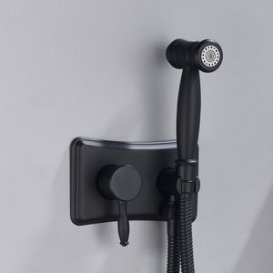 Set Moderno di Spruzzatori per WC in Acciaio Inox, Kit Bidet con Acqua Calda e Fredda, Colore Nero, Facile da Pulire per Hotel - Product Image 3