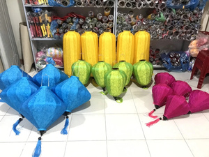 Silk Lanterns Hoi An Style Bamboo Silk Lanterns Hanging Decor For Garden Wedding Vietnam Silk Lanterns - Product Image 6