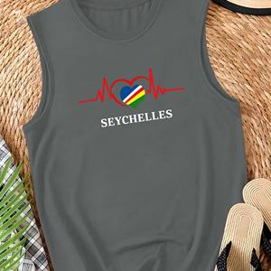 Bandera de Seychelles con línea de latido Chaleco casual para mujer - Product Image 1