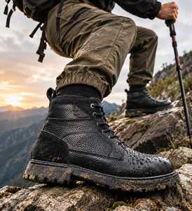 Botas Chelsea de Ante NDM Negras para Hombre, con Cordones, Punta en Color, Diseño Texturizado, Suela de Goma Resistente, para Invierno y Otoño - Product Image 1