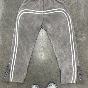 Pantalon évasé gris chiné personnalisé de haute qualité pour homme, style punk, avec patchwork superposé - Product Image 4