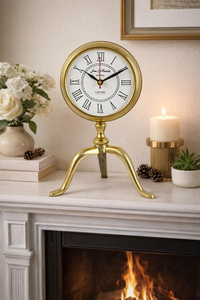 Classic Gold Brass <b>Table</b> <b>Clock</b> with Roman Numeral Dial Vintage Desktop Timepiece Elegant Office Home Decor - Product Image 4