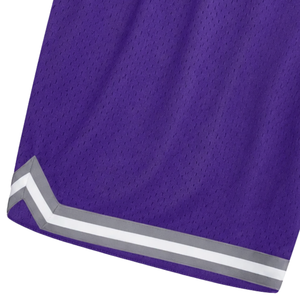 Shorts de basketball en mesh sublimé pour hommes, violet et gris, impression numérique, polyester, uniforme sportif, entraînement et match - Product Image 5