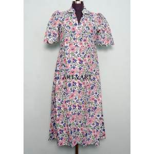 Vestido Moderno Casual de Manga Corta para Fiesta, Estilo Dulce y Elegante para Mujer, Estampado a Mano, de Algodón, Tipo Canguro, Cómodo y Corto - Product Image 3