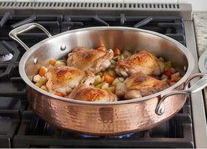 Trendy Hammered <b>Copper</b> Casserole Pot With Stainless Steel Lid Round Durable Modern Design For Gas And Induction Cookers - Product Image 5