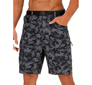 Men's Camouflage Cargo Shorts Quick Dry <b>Elastic</b> Waist Mid Length Casual Woven Polyester Bermuda Shorts With Pockets - Product Image 1