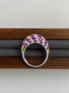 แหวนเพชรและทับทิมเพาะเลี้ยง 7 แถว ดีไซน์ Eternity Band ทองคำแท้ 14K 18K ประดับเพชรแบบ Pave แหวนค็อกเทลสำหรับผู้หญิง เครื่องประดับหรูหรา - Product Image 3