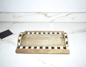 Bandeja de servir de resina y madera de mango personalizada al por mayor con asa para hotel y restaurante, bandeja de servir de madera de alta calidad - Product Image 2