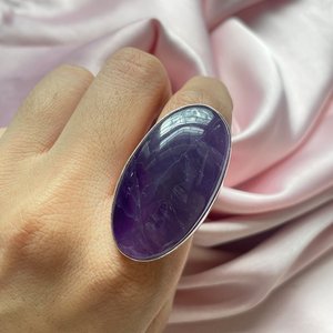 Bague en améthyste faite à la main, en argent sterling 925, grande pierre précieuse, bijoux de luxe, bague élégante, cadeau pour femme, bijoux fins - Product Image 4