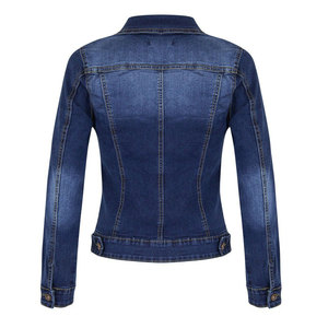 OEM Women's Washed Denim <b>Jacket</b> Regular Fit Button Up <b>Rhinestone</b> Print Casual Fall Coat Custom Wholesale OEM ODM - Product Image 2