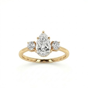 Anillo de Oro Blanco de 10K con Tres Piedras de 2.18CT, Color E, Claridad VS1, Anillo de Lujo con Diamante Cultivado en Laboratorio con Corte Pera, Anillo de Compromiso - Product Image 2